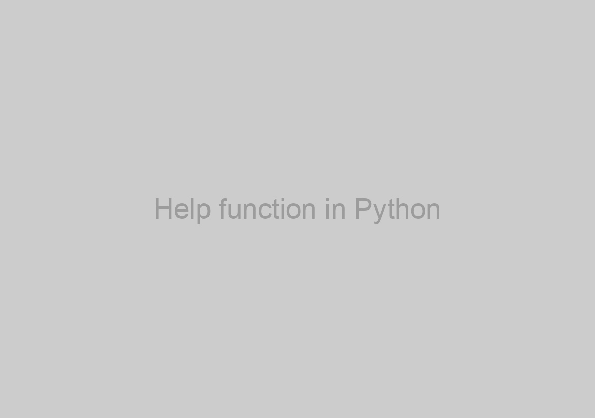 Help function in Python